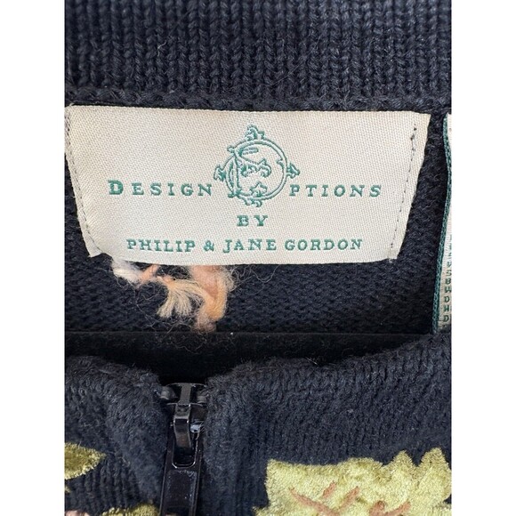 Vintage Design Options Grape Zip Up Cardigan Size Medium Embroidered Knit Sequin - Picture 3 of 6